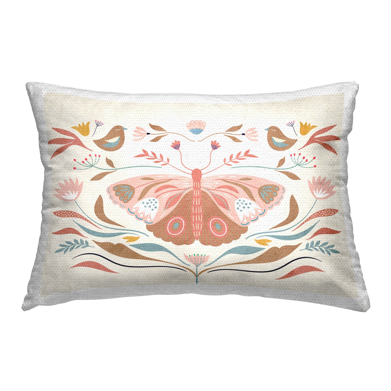 Boho Folk Moth Outdoor Printed Pillow Design by Kim Allen, 14 x 7 x 20